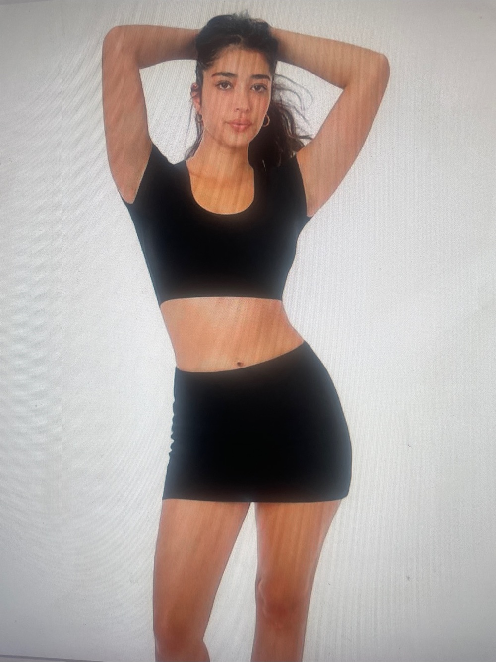 Black Crop Scoop Neck Top - Women's Blouse